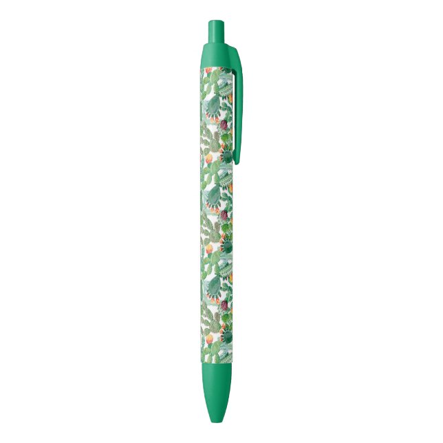 Watercolor Cactus Pattern Black Ink Pen (Bottom (Vertical))