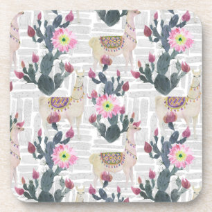 Watercolor Cactus Pattern Coaster