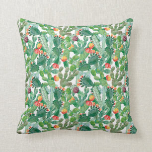 Watercolor Cactus Pattern Cushion
