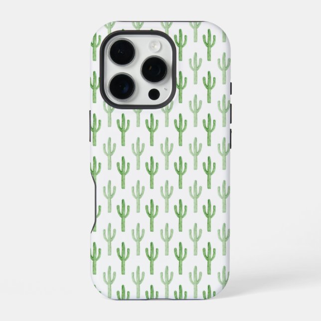Watercolor Cactus Pattern iPhone Case (Back)