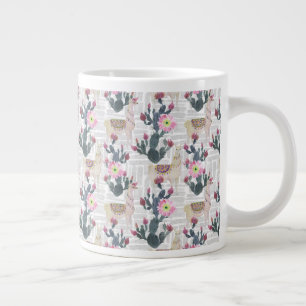 Watercolor Cactus Pattern Large Coffee Mug