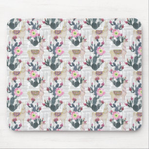Watercolor Cactus Pattern Mouse Mat