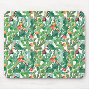 Watercolor Cactus Pattern Mouse Mat