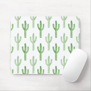 Watercolor Cactus Pattern Mouse Mat