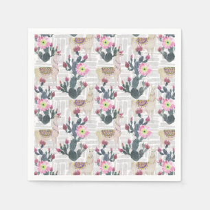 Watercolor Cactus Pattern Napkin