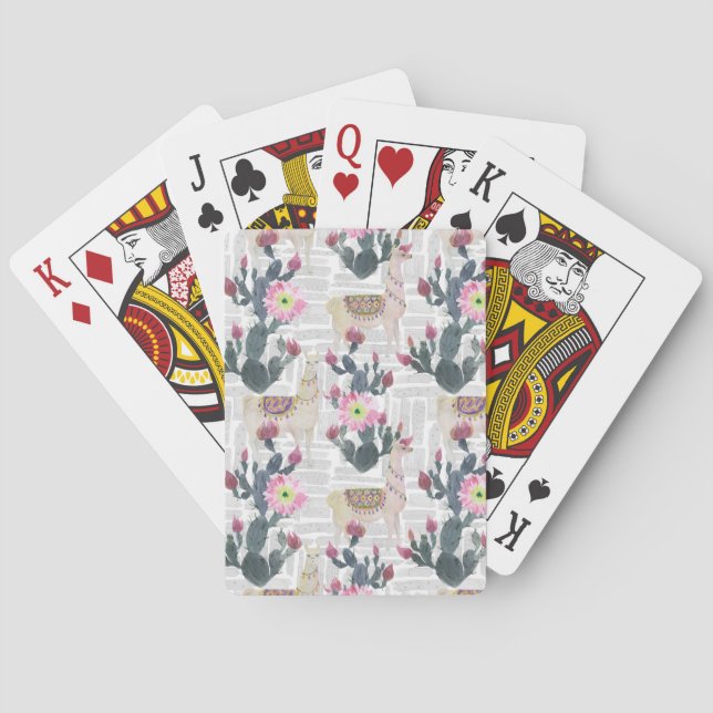 Watercolor Cactus Pattern Playing Cards (Back)