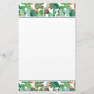 Watercolor Cactus Pattern Stationery