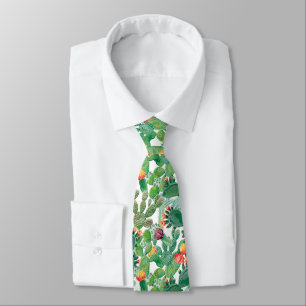 Watercolor Cactus Pattern Tie