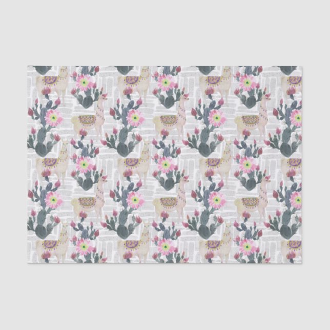 Watercolor Cactus Pattern Tissue Paper (Front)