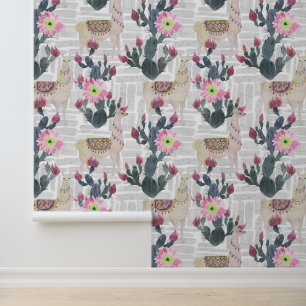 Watercolor Cactus Pattern Wallpaper