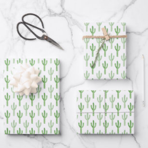 Watercolor Cactus Pattern Wrapping Paper Sheet