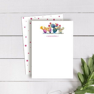 Watercolor Cactus Personalised Stationery Card