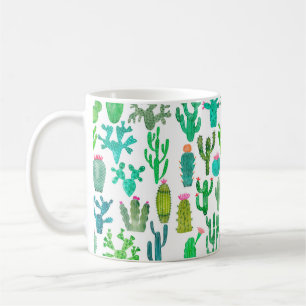 Watercolor cactus plant set, cacti flower illustra coffee mug