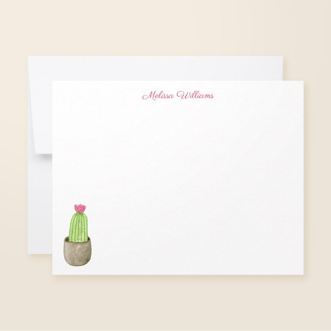 Watercolor Cactus Planter Personalised Stationery Card (Creator Uploaded)