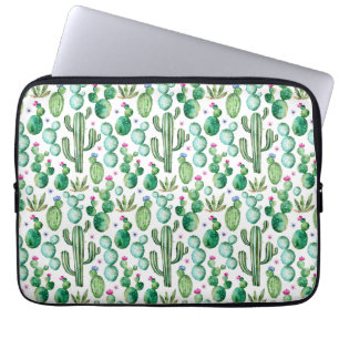 Watercolor Cactus Plants Pattern Laptop Sleeve