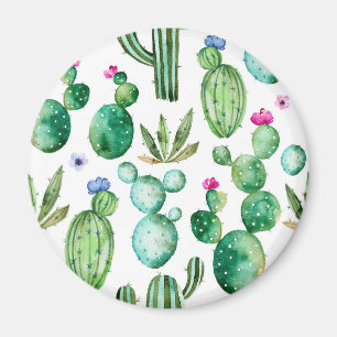 Watercolor Cactus Plants Pattern Magnet