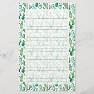 Watercolor Cactus Plants Pattern Stationery