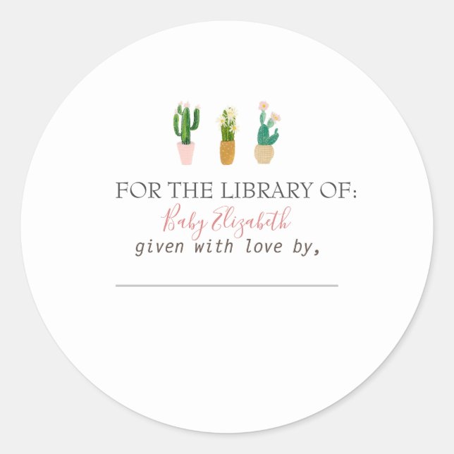Watercolor Cactus Plants Pregnancy  Classic Round Sticker (Front)