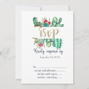 Watercolor Cactus Polka Dots RSVP Invitation