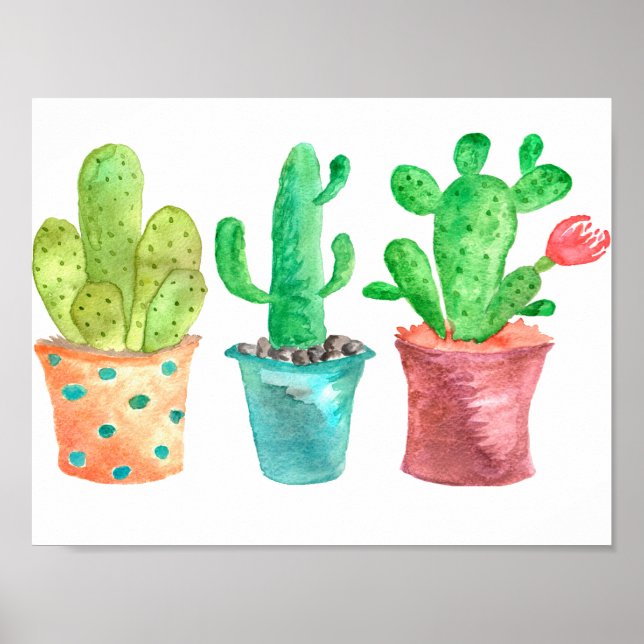 Watercolor Cactus Poster (Front)