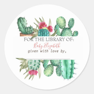 Watercolor Cactus Pregnancy Classic Round Sticker