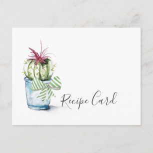 Watercolor Cactus Recipe Card