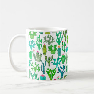 Watercolor cactus seamless pattern. Cacti backgrou Coffee Mug