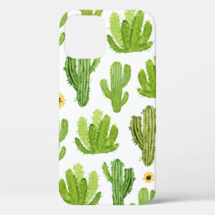 Watercolor cactus seamless pattern iPhone 12 case