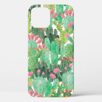 Watercolor cactus seamless pattern