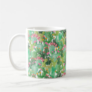 Watercolor cactus seamless pattern coffee mug