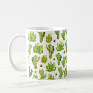 Watercolor cactus seamless pattern coffee mug