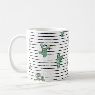 Watercolor cactus seamless pattern coffee mug