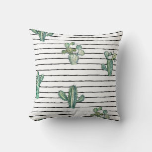 Watercolor cactus seamless pattern cushion