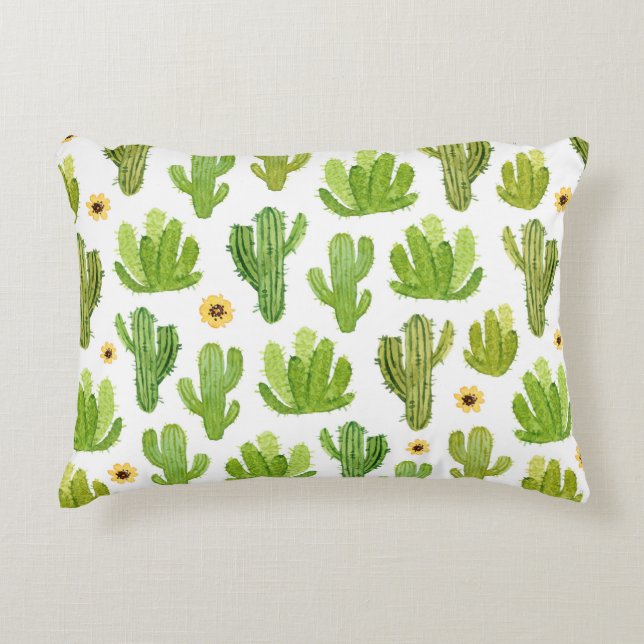 Watercolor cactus seamless pattern decorative cushion (Front)