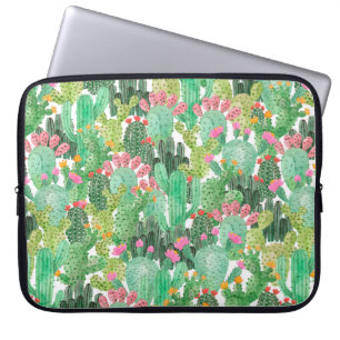 Watercolor cactus seamless pattern laptop sleeve