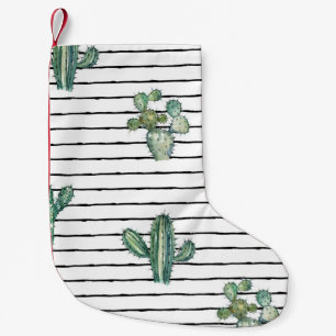 Watercolor cactus seamless pattern small christmas stocking