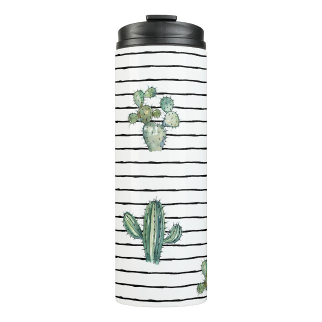 Watercolor cactus seamless pattern thermal tumbler (Front)