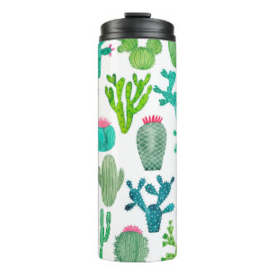 Watercolor Cactus Set: Artistic Collection Thermal Tumbler