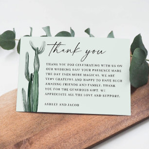 Watercolor Cactus   Southwestern Botanical Wedding Thank You Card