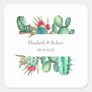 Watercolor Cactus Square Sticker