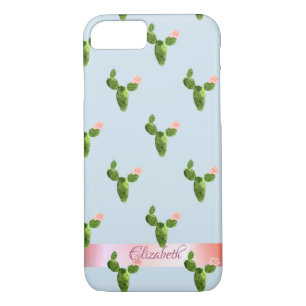 Watercolor Cactus ,Stripe - Personalised iPhone 8/7 Case
