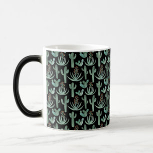 Watercolor Cactus & Succulent Desert Pattern Black Magic Mug