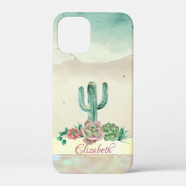 Watercolor Cactus,Succulent Paint Splash Case-Mate iPhone Case (Back)