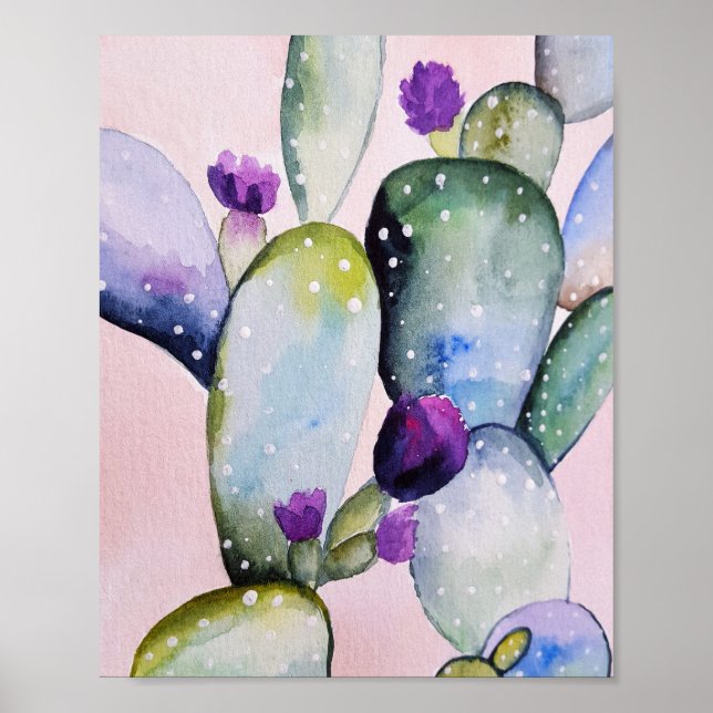 Watercolor Cactus Succulent Poster (Front)