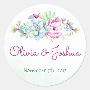 Watercolor Cactus & Succulent Wedding Stickers