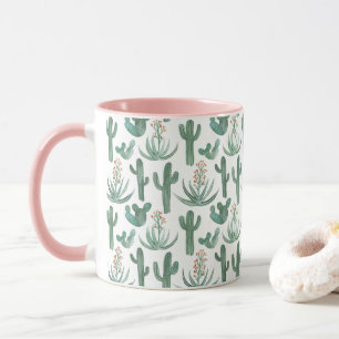 Watercolor Cactus & Succulents Desert Pattern Pink Mug