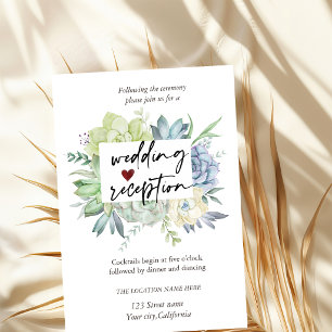 Watercolor Cactus,Succulents Dots Reception Invitation