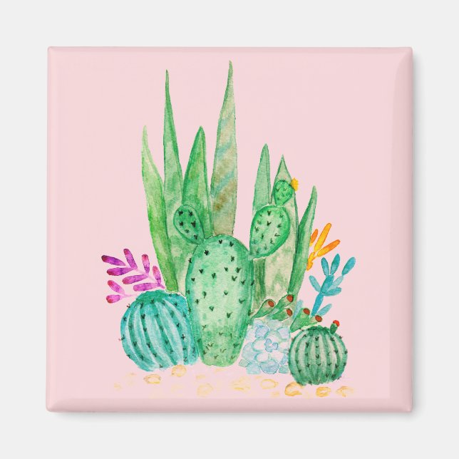 Watercolor , cactus , succulents large  magnet (Front)