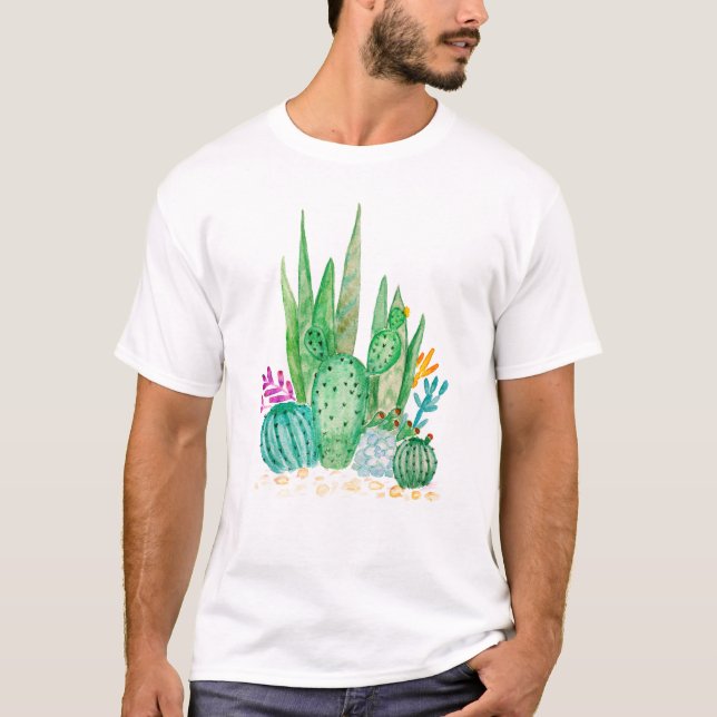 Watercolor , cactus , succulents large T-Shirt (Front)
