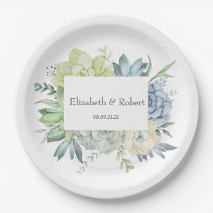 Watercolor Cactus Succulents Paper Plate